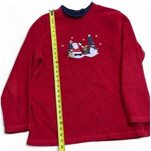 Fleece Christmas Sweatshirt Santa Snowman Embroidered Holiday Pullover